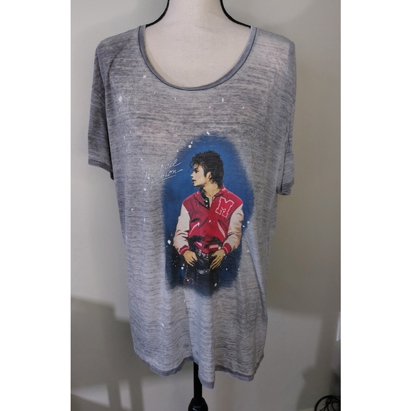 Gray Distressed Michael Jackson Tshirt - Picture 1 of 7